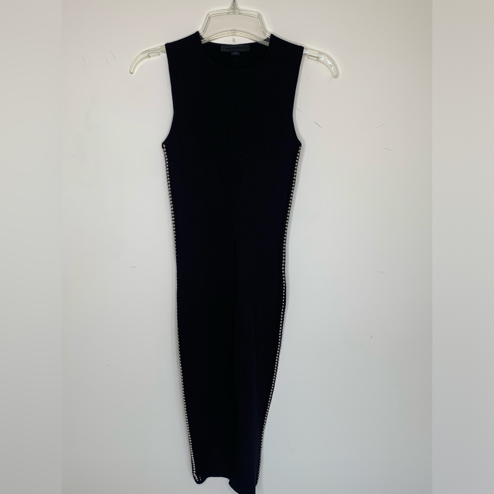 Alexander Wang Black Sleeveless Midi Dress with Side Stud Detailing